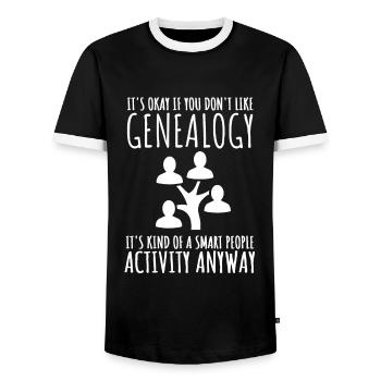Genealogist Family Historian Genealogy Genealogist - Men's Ringer Shirt - black/white - Front - AI Model Female 172 light (172cm) & AI Model Male 178 light (178cm)
