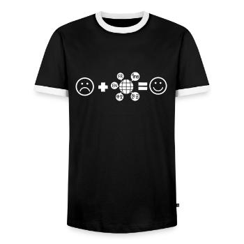 Dual Language Team Bilingual Teacher School Tutor - Männer Kontrast-T-Shirt - Schwarz/Weiß - Vorne - AI Model Female 172 light (172cm) & AI Model Male 178 light (178cm)