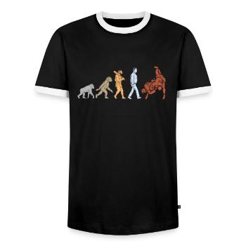 Judo Judoka Jiu Jitsu And Taekwondo Martial Arts - Men's Ringer Shirt - black/white - Front - AI Model Female 172 light (172cm) & AI Model Male 178 light (178cm)
