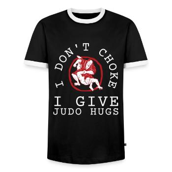 Judo Judoka Jiu Jitsu And Taekwondo Martial Arts - Men's Ringer Shirt - black/white - Front - AI Model Female 172 light (172cm) & AI Model Male 178 light (178cm)