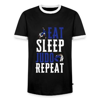 Judo Judoka Jiu Jitsu And Taekwondo Martial Arts - Men's Ringer Shirt - black/white - Front - AI Model Female 172 light (172cm) & AI Model Male 178 light (178cm)