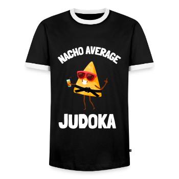 Judo Judoka Jiu Jitsu And Taekwondo Martial Arts - Men's Ringer Shirt - black/white - Front - AI Model Female 172 light (172cm) & AI Model Male 178 light (178cm)