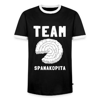 Spanakopita Cuisine grecque Grèce Grec - T-shirt contrasté Homme - noir/blanc - Devant - AI Model Female 172 light (172cm) & AI Model Male 178 light (178cm)