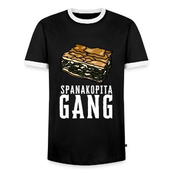 Spanakopita Greek Food Greece Greek - Men's Ringer Shirt - black/white - Front - AI Model Female 172 light (172cm) & AI Model Male 178 light (178cm)