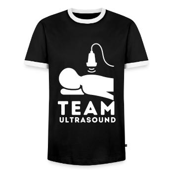 Échographiste Échographie Échographie Échographie - T-shirt contrasté Homme - noir/blanc - Devant - AI Model Female 172 light (172cm) & AI Model Male 178 light (178cm)