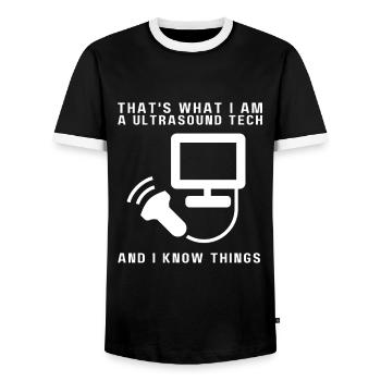 Échographiste Échographie Échographie Échographie - T-shirt contrasté Homme - noir/blanc - Devant - AI Model Female 172 light (172cm) & AI Model Male 178 light (178cm)