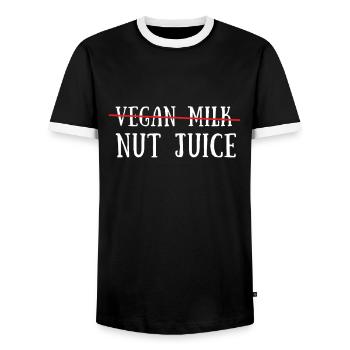 Almond Milk Dairy Free Vegan Milk Plant Based - Men's Ringer Shirt - black/white - Front - AI Model Female 172 light (172cm) & AI Model Male 178 light (178cm)
