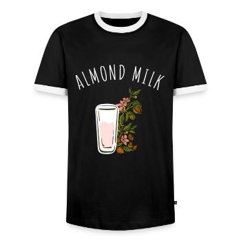 Almond Milk Dairy Free Vegan Milk Plant Based - Men's Ringer Shirt - black/white - Front - AI Model Female 172 light (172cm) & AI Model Male 178 light (178cm)