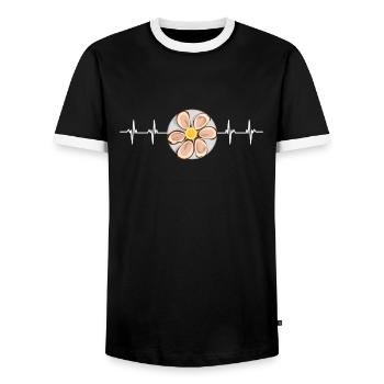 Oyster Shuck Shucking Seafood And Clam Digger - Men's Ringer Shirt - black/white - Front - AI Model Female 172 light (172cm) & AI Model Male 178 light (178cm)
