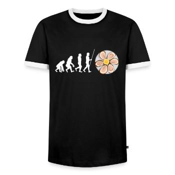 Oyster Shuck Shucking Seafood And Clam Digger - Men's Ringer Shirt - black/white - Front - AI Model Female 172 light (172cm) & AI Model Male 178 light (178cm)
