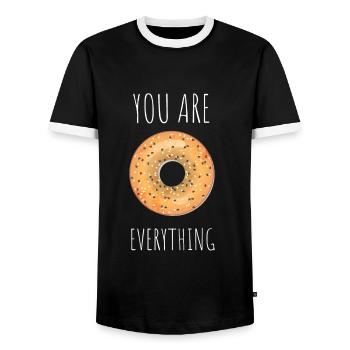 Sesame Bagel New York Jewish Deli - T-shirt contrasté Homme - noir/blanc - Devant - AI Model Female 172 light (172cm) & AI Model Male 178 light (178cm)