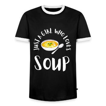 Soupe en conserve Liquide Nourriture Cook Restaurant Gourmand - T-shirt contrasté Homme - noir/blanc - Devant - AI Model Female 172 light (172cm) & AI Model Male 178 light (178cm)