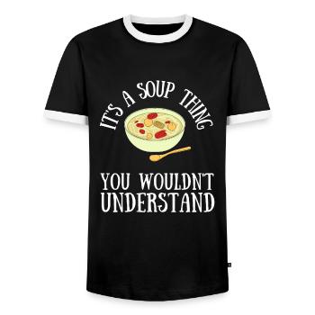Canned Soup Liquid Food Cook Restaurant Food Lover - Männer Kontrast-T-Shirt - Schwarz/Weiß - Vorne - AI Model Female 172 light (172cm) & AI Model Male 178 light (178cm)