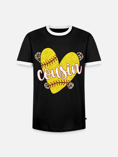 Stolzer Softball-Cousin Eines Softballspielers - Männer Kontrast-T-Shirt - Schwarz/Weiß