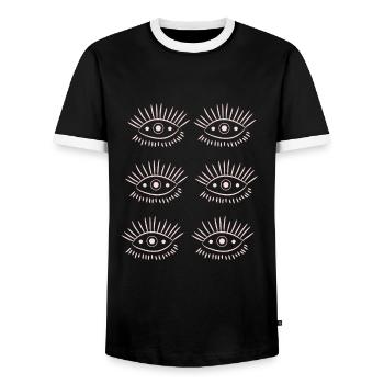 Ophthalmologist Optometrist Optometry And Optician - Men's Ringer Shirt - black/white - Front - AI Model Female 172 light (172cm) & AI Model Male 178 light (178cm)