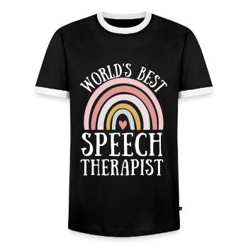Speech Language Pathologist Speech Therapy SLP - Männer Kontrast-T-Shirt - Schwarz/Weiß - Vorne - AI Model Female 172 light (172cm) & AI Model Male 178 light (178cm)