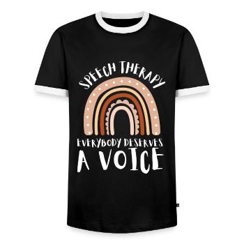 Speech Language Pathologist Speech Therapy SLP - Männer Kontrast-T-Shirt - Schwarz/Weiß - Vorne - AI Model Female 172 light (172cm) & AI Model Male 178 light (178cm)