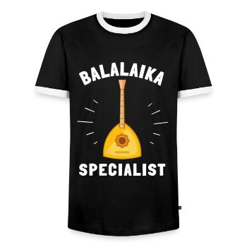 Balalaika Guitar Ukulele Baglama Russian Folk - Männer Kontrast-T-Shirt - Schwarz/Weiß - Vorne - AI Model Female 172 light (172cm) & AI Model Male 178 light (178cm)