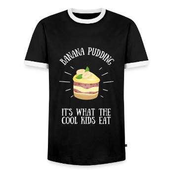 Banana Pudding Banana Bread Fruit Dessert Cooking - Men's Ringer Shirt - black/white - Front - AI Model Female 172 light (172cm) & AI Model Male 178 light (178cm)