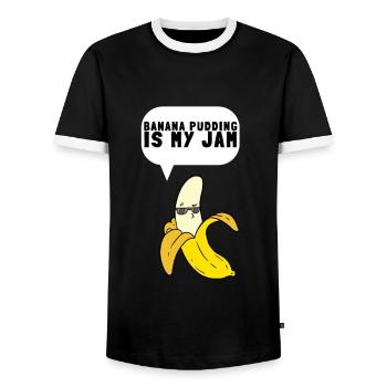 Banana Pudding Banana Bread Fruit Dessert Cooking - Men's Ringer Shirt - black/white - Front - AI Model Female 172 light (172cm) & AI Model Male 178 light (178cm)