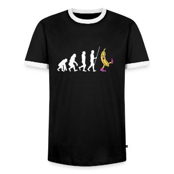 Banana Pudding Banana Bread Fruit Dessert Cooking - Men's Ringer Shirt - black/white - Front - AI Model Female 172 light (172cm) & AI Model Male 178 light (178cm)