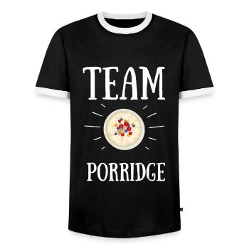 Porridge Cereal Grits Kasha Upma Rice And Oats - Men's Ringer Shirt - black/white - Front - AI Model Female 172 light (172cm) & AI Model Male 178 light (178cm)