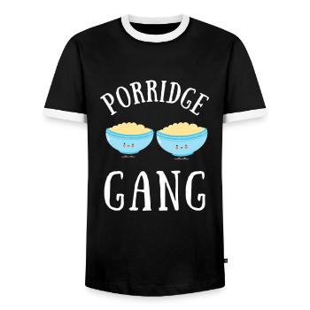 Porridge Cereal Grits Kasha Upma Rice And Oats - Men's Ringer Shirt - black/white - Front - AI Model Female 172 light (172cm) & AI Model Male 178 light (178cm)