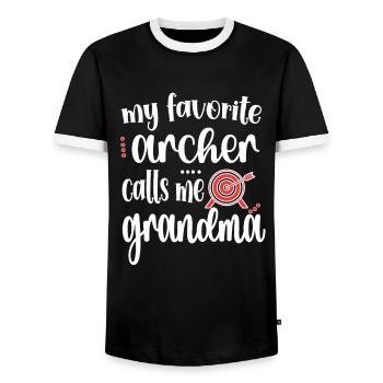 Tir à l’arc Grand-mère des archers Grand-mère - T-shirt contrasté Homme - noir/blanc - Devant - AI Model Female 172 light (172cm) & AI Model Male 178 light (178cm)
