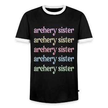 Archery Sister Archer Sister - Men's Ringer Shirt - black/white - Front - AI Model Female 172 light (172cm) & AI Model Male 178 light (178cm)