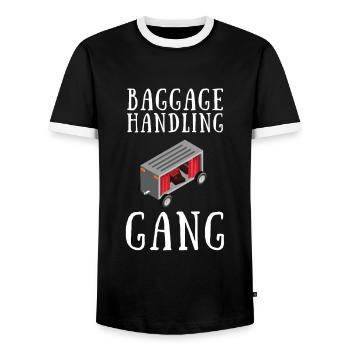 Manutentionnaire des bagages Travailleur de l’aéroport - T-shirt contrasté Homme - noir/blanc - Devant - AI Model Female 172 light (172cm) & AI Model Male 178 light (178cm)