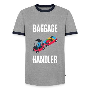 Baggage Handler Airfield Airport Worker - Men's Ringer Shirt - grey/navy  - Front - AI Model Female 172 light (172cm) & AI Model Male 178 light (178cm)
