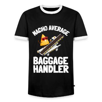 Manutentionnaire des bagages Travailleur de l’aéroport - T-shirt contrasté Homme - noir/blanc - Devant - AI Model Female 172 light (172cm) & AI Model Male 178 light (178cm)