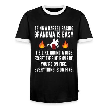 Barrel Racing Grand-mère Cadeau Barrel Racing Grand-mère - T-shirt contrasté Homme - noir/blanc - Devant - AI Model Female 172 light (172cm) & AI Model Male 178 light (178cm)