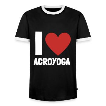 Acroyoga Manual Acro Yoga Yogi - Männer Kontrast-T-Shirt - Schwarz/Weiß - Vorne - AI Model Female 172 light (172cm) & AI Model Male 178 light (178cm)