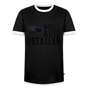 Mobile Car Polisher Waxer Interior Car Detailer - Men's Ringer Shirt - black/white - Front - AI Model Female 172 light (172cm) & AI Model Male 178 light (178cm)