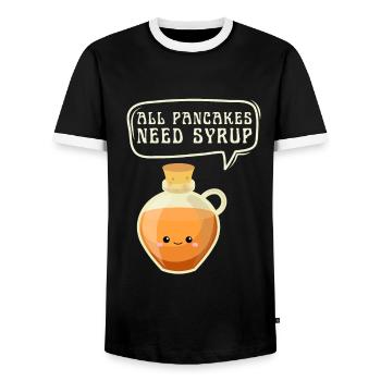 Syrup For Pancakes Flipping Flapjack Breakfast - Men's Ringer Shirt - black/white - Front - AI Model Female 172 light (172cm) & AI Model Male 178 light (178cm)