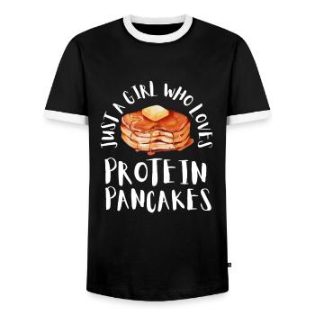 Syrup For Pancakes Flipping Flapjack Breakfast - Men's Ringer Shirt - black/white - Front - AI Model Female 172 light (172cm) & AI Model Male 178 light (178cm)
