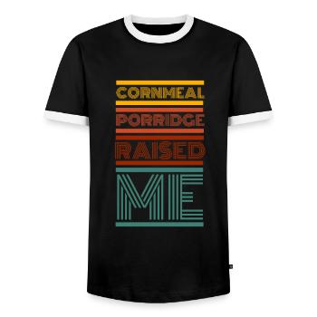 Cereal Grits Kasha Upma Rice And Morning Cornmeal - Men's Ringer Shirt - black/white - Front - AI Model Female 172 light (172cm) & AI Model Male 178 light (178cm)