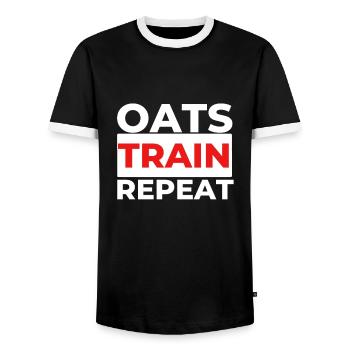 Cereal Grits Kasha Upma Rice And Morning Cornmeal - Men's Ringer Shirt - black/white - Front - AI Model Female 172 light (172cm) & AI Model Male 178 light (178cm)