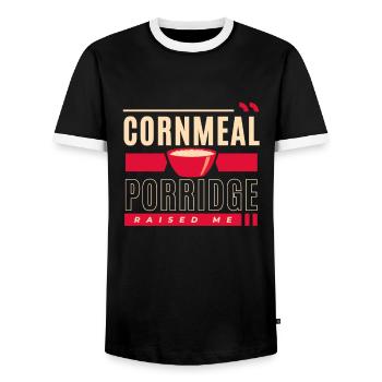Cereal Grits Kasha Upma Rice And Morning Cornmeal - Men's Ringer Shirt - black/white - Front - AI Model Female 172 light (172cm) & AI Model Male 178 light (178cm)