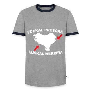 Euskal Presoak Euskal Herria Basque Country - Men's Ringer Shirt - grey/navy  - Front - AI Model Female 172 light (172cm) & AI Model Male 178 light (178cm)