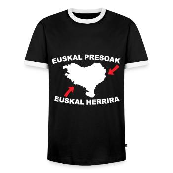Euskal Presoak Euskal Herria Basque Country - Men's Ringer Shirt - black/white - Front - AI Model Female 172 light (172cm) & AI Model Male 178 light (178cm)