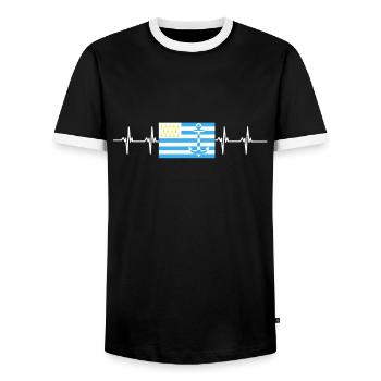 Breton Breizh Pur Beurre Heartbeat - Humour - T-shirt contrasté Homme - noir/blanc - Devant - AI Model Female 172 light (172cm) & AI Model Male 178 light (178cm)