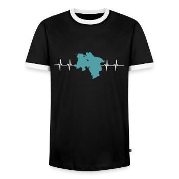 Hanovre, Pompiers De Basse-Saxe Drapeau - T-shirt contrasté Homme - noir/blanc - Devant - AI Model Female 172 light (172cm) & AI Model Male 178 light (178cm)
