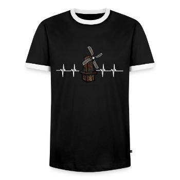 Netherlands Holland Windmill - Men's Ringer Shirt - black/white - Front - AI Model Female 172 light (172cm) & AI Model Male 178 light (178cm)
