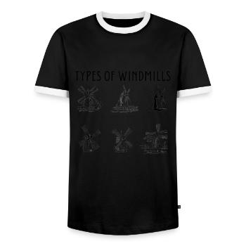 Netherlands Holland Windmill - Men's Ringer Shirt - black/white - Front - AI Model Female 172 light (172cm) & AI Model Male 178 light (178cm)