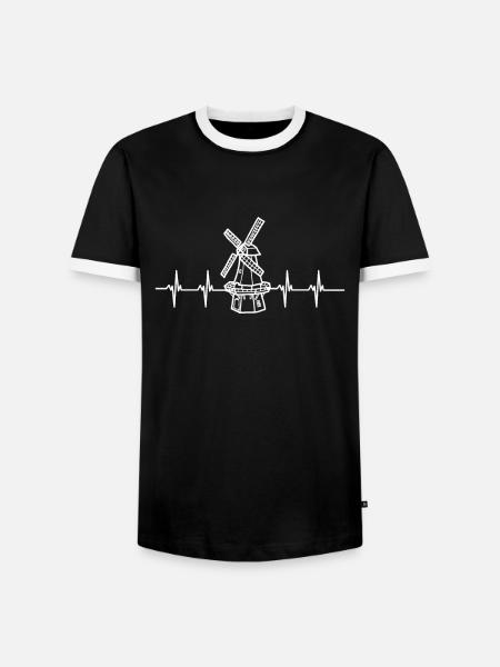 Netherlands Holland Windmill - Männer Kontrast-T-Shirt - Schwarz/Weiß