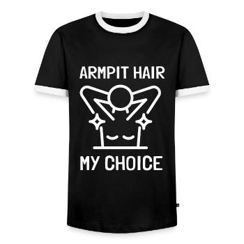 Féministe Anti Rasage Corps Velu - T-shirt contrasté Homme - noir/blanc - Devant - AI Model Female 172 light (172cm) & AI Model Male 178 light (178cm)