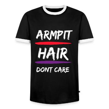 Féministe Anti Rasage Corps Velu - T-shirt contrasté Homme - noir/blanc - Devant - AI Model Female 172 light (172cm) & AI Model Male 178 light (178cm)