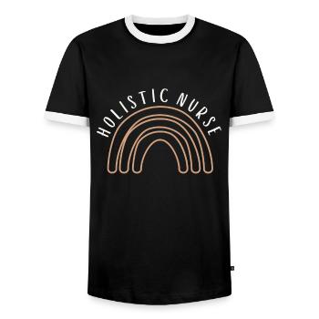Homeopathy Alternative Medicine, Holistic Nursing - Men's Ringer Shirt - black/white - Front - AI Model Female 172 light (172cm) & AI Model Male 178 light (178cm)